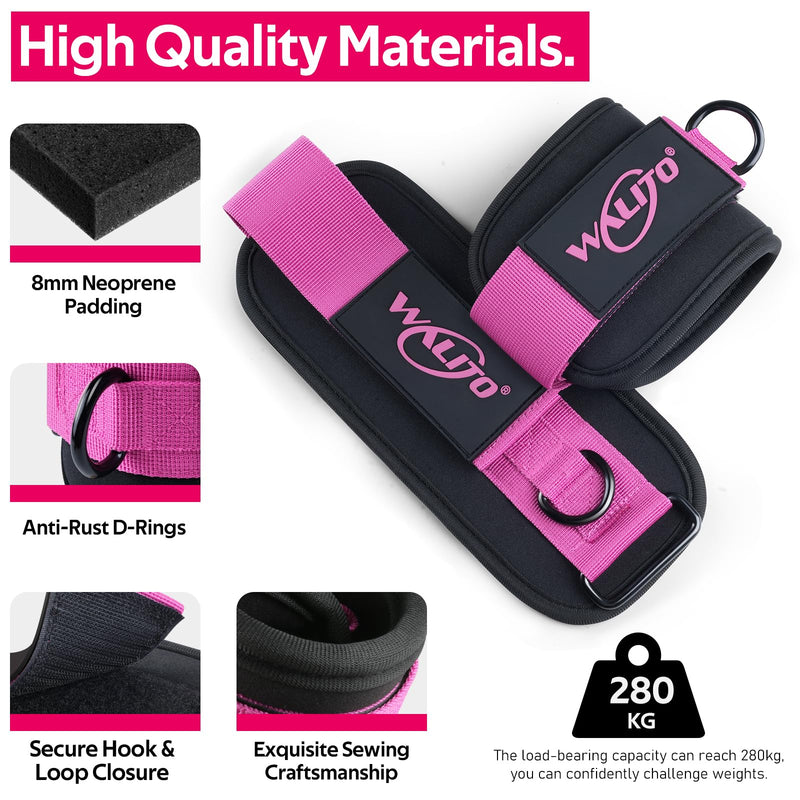[Australia] - WALITO Ankle Resistance Bands with Cuffs, Exercise Bands for Legs and Butt, Booty Workout Equipment for Kickbacks and Hip Fitness Training Black pink 