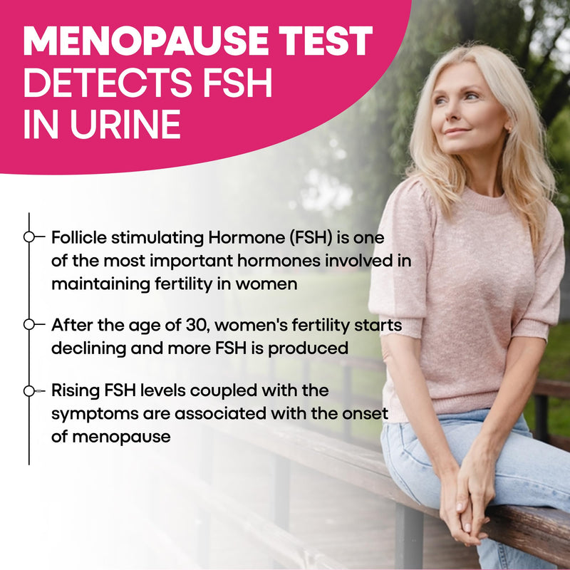 One Step Female Fertility Test Midstream, 2 Test Pack, Peri Menopausal, Menopause Testing Kit, Home Urine FSH Test