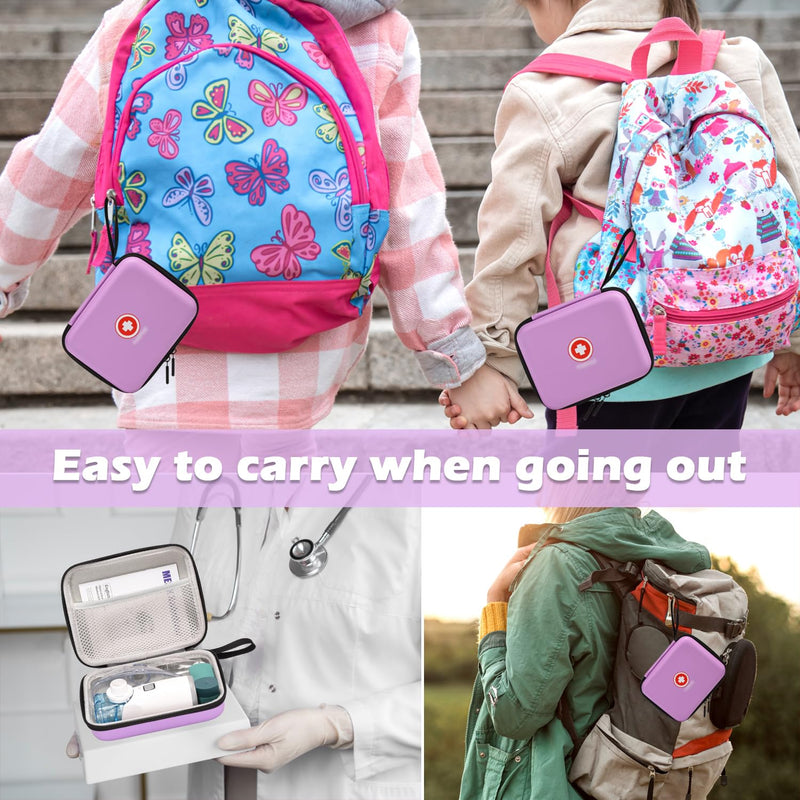 [Australia] - Carrying Case for Portable Nebulizer, Travel Medical Bag, Hard Emergency Medical Bag for Inhaler Spacer Case for Kids and Adults, Masks, Asthma Accessories Case for Medicin Purple 