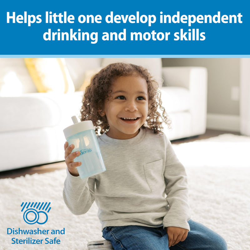 [Australia] - Dr. Brown's Milestones Straw to 360¬∞ Cup Set, Convertible Toddler Training Cup Set with Interchangeable Silicone Straw and 360 Degree Cup Lids, Blue Ocean, 10 oz/300 mL, BPA Free, 9m+, 2 Pack 