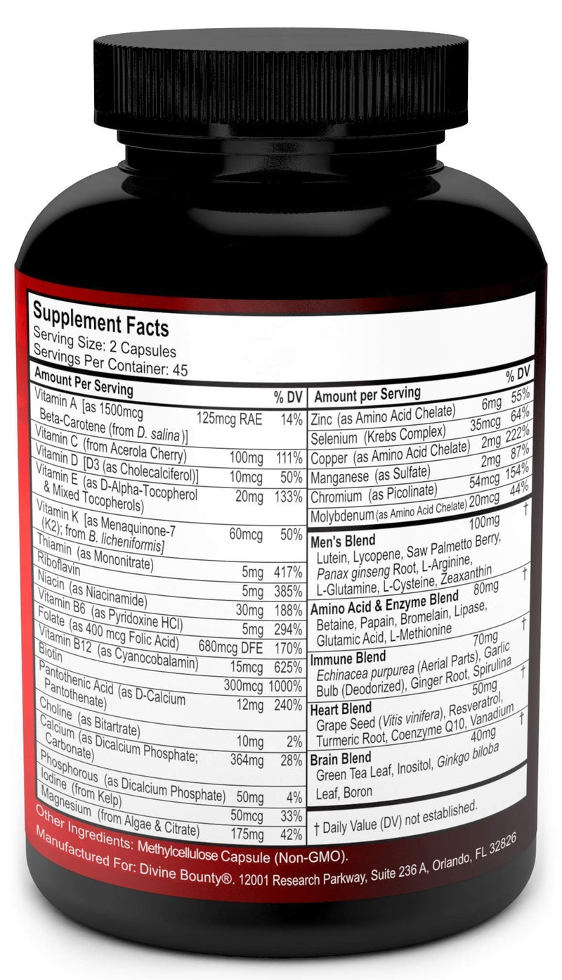 Divine Bounty Vitamin K2 with D3 & Men's Multivitamin Bundle