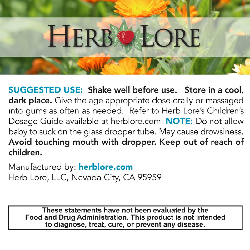 [Australia] - Herb Lore Teething Tincture – Soothing Herbal Drops with Passionflower, Catnip & Chamomile for Babies & Toddlers (2 fl oz) 2 Fl Oz 