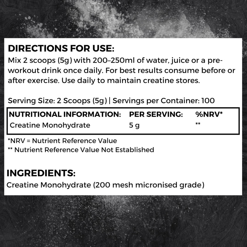Premium Creatine Monohydrate Powder, Creapact® - 100% Ultra Pure, Unflavoured Micronised Creatine Powder | for Muscle Growth, Performance & Recovery - 100 Servings (500 Grams | 5g per Serving)