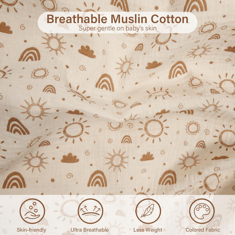 [Australia] - MEXXI Muslin Nursing Covers for Breastfeeding, Breastfeeding Cover with Arch Neckline,100% Cotton Breathable and Lightweight Privacy Nursing Apron 43 * 30 Inch (Beige) Beige 