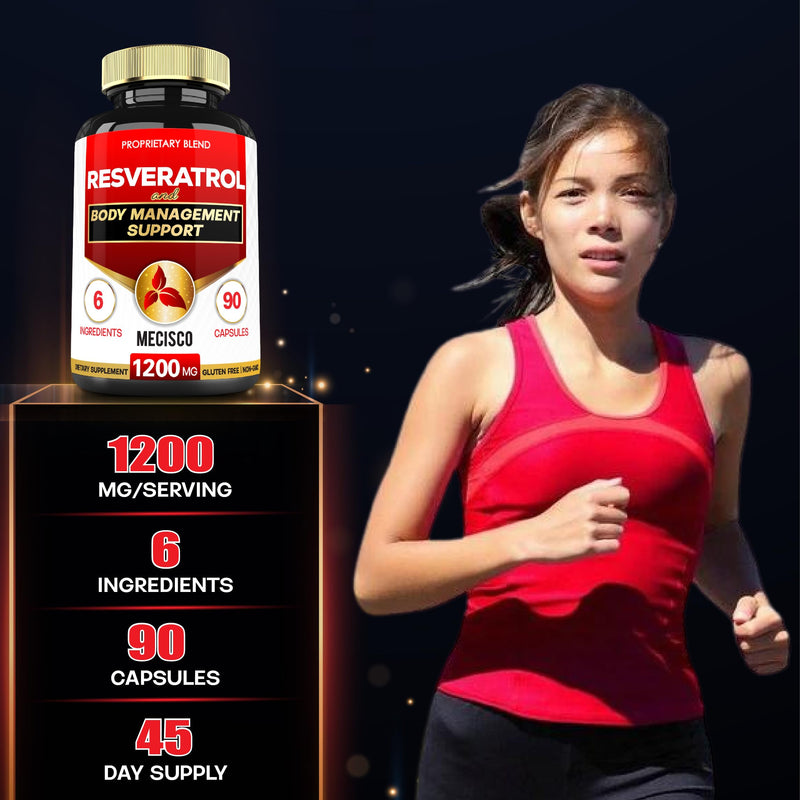 [Australia] - Trans Resveratrol Supplement with Grape Seed, Milk Thistle, and More - Resveratrol 1000mg Organic - 6 Herbal Supports for Immune System, Heart Health, Body Management & Joint Health - 90 Capsules 90 Count (Pack of 1) 