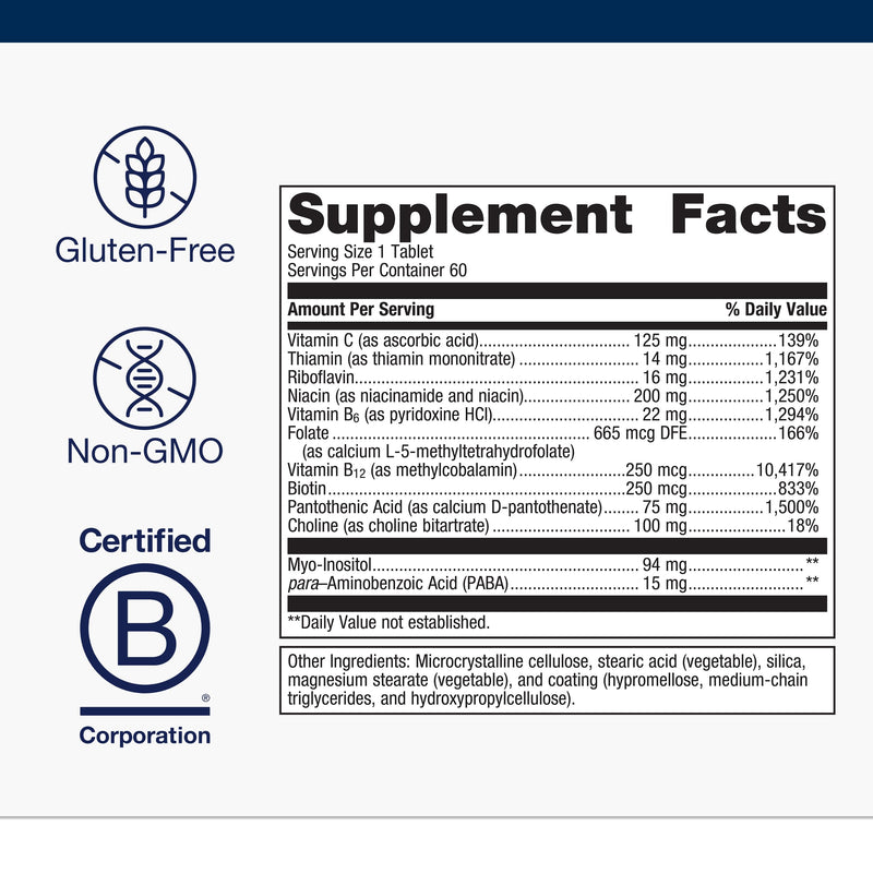 Metagenics Vitamin B-Complex Active B6 & B12 with Folate, 60 Tablets | Active B6 and B12 Vitamins with Folate, Supports Energy Metabolism, Stress Response and Nervous System Health, Gluten-Free Unflavored 60 Count (Pack of 1)