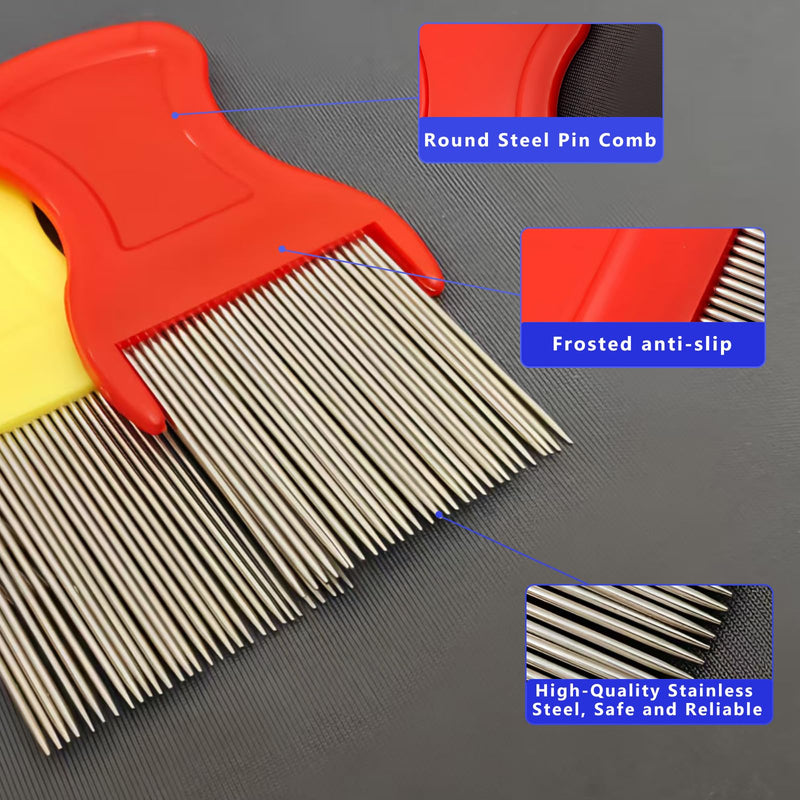 [Australia] - Lice Comb, 8 Pcs Flea Comb, Hair Double Sided Fine Tooth Combs, Removal Dandruff,with Metal Teeth,Stainless Steel Louse and Nit Combs for Head Lice Treatment 