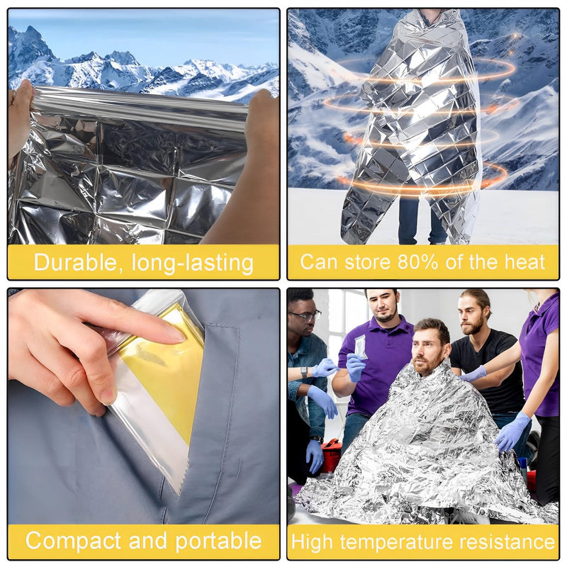 [Australia] - ElevaPulse Pack of 4 Rescue Blankets 210cm x 130cm, Rescue Blanket Gold Silver, Rescue Blankets, Safety Blanket, for Outdoor, Hiking, Survival, First Aid Blankets, Robust, Tear-Resistant & Waterproof 