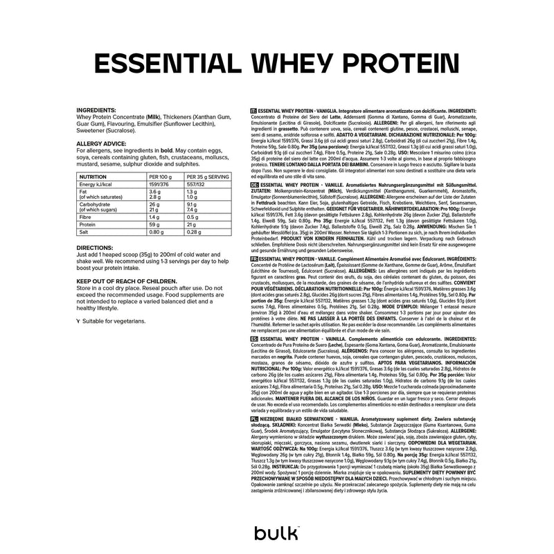 [Australia] - Bulk Essential Whey Protein, Protein Powder, Protein Powder, Vanilla, 1 kg, 28 Servings, Packaging May Vary 28 Servings (Pack of 1) 