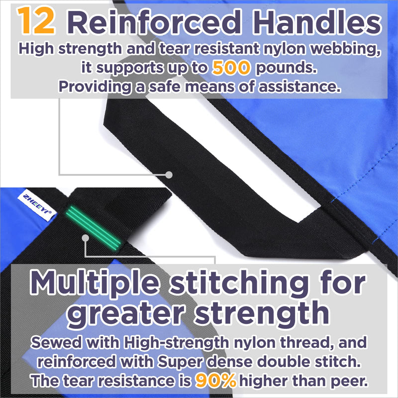 [Australia] - Bed Positioning Pad with Reinforced Handles 63" x 40" Washable Patient Transfer Slide Sheet for Body Lifting, Turning, Repositioning, for Elderly, Incontinence, Caregiver, Blue 