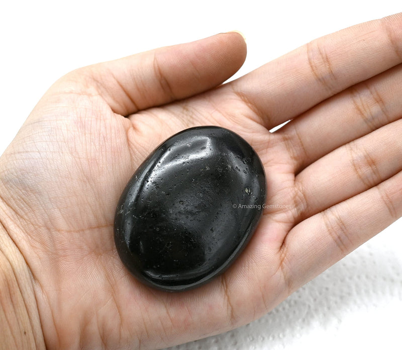 [Australia] - Black Tourmaline Crystals and Healing Stones - Large Palm Stone Crystals Piedra - Crystal for Good Luck, Positive Energy, Meditation - Unique Stocking Stuffers and Birthday Gifts for Women, Men Black Tourmaline (Mental) 