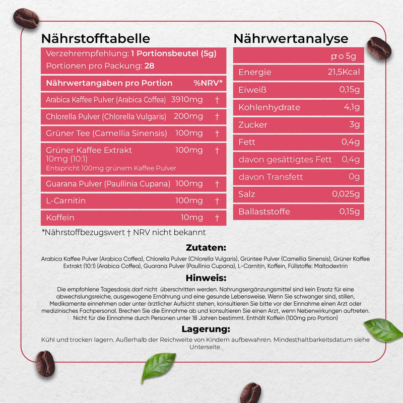[Australia] - Skinny Coffee - Arabica coffee with chlorella, green tea, green coffee, guarana & L carnitine - low carb, keto coffee - low in calories & high in fiber - 28 day supply - WeightWorld 