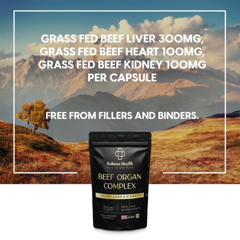 Beef Organ Complex Capsules | Grass-Fed Liver, Heart & Kidney | Freeze-Dried Organ Supplement | Supports Energy, Metabolism, Immunity & Vitality | 120 Capsules | Non-GMO | Gluten-Free 120 count (Pack of 1)