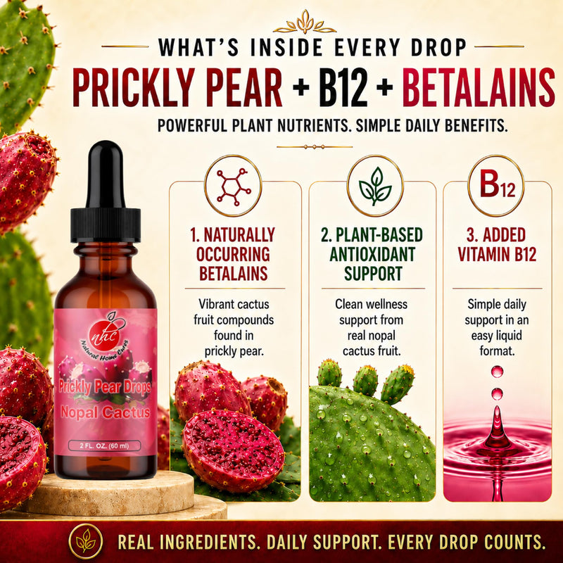 Prickly Pear Drops with Vitamin B12, Concentrated Nopal Cactus Fruit Liquid Supplement, Betalains, Vitamins & Trace Minerals, 60 Servings, Sweet-Tart, 2 Fl Oz (1) 1 Pack