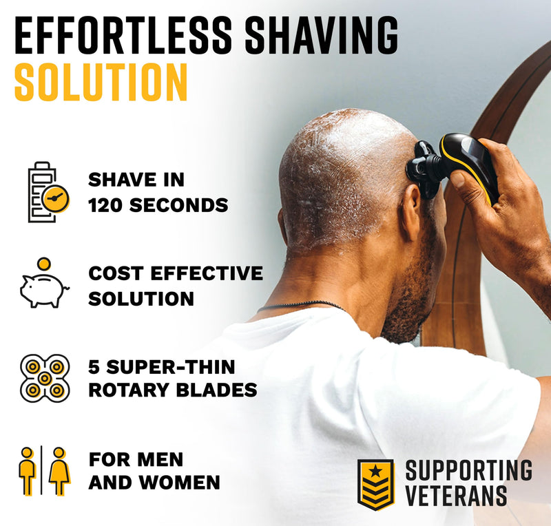 [Australia] - Bald Buddy Head Shaver for Men, Waterproof, Rechargeable Electric Razor, Cordless, Ergonomic Design, Battery & Cleaning Indicator, The Cut Buddy 
