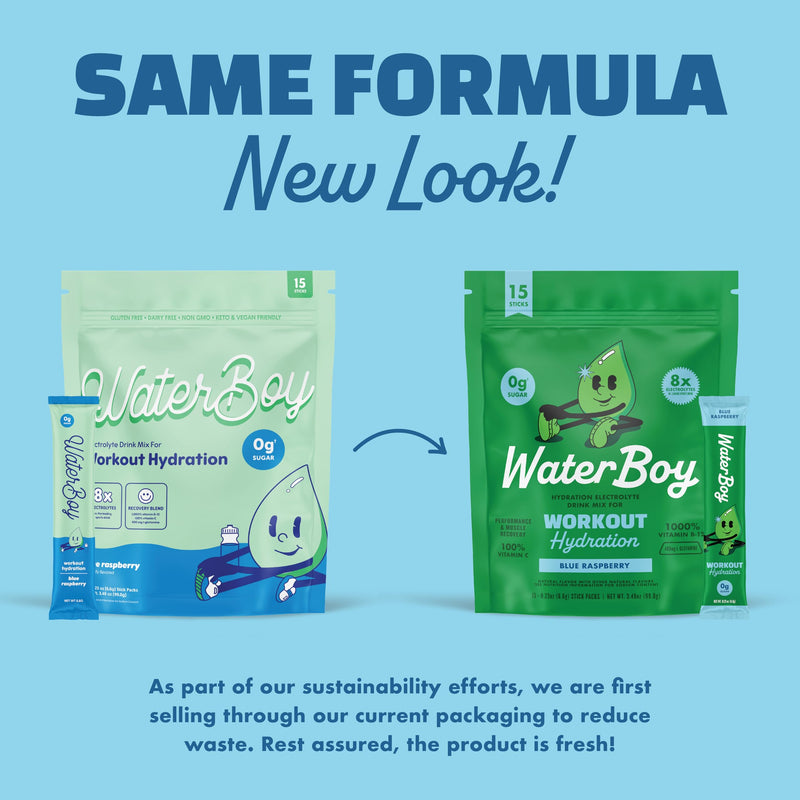 [Australia] - Waterboy Workout Hydration | 2,960mg Sugar Free Electrolyte Powder Packets | L-Glutamine + Vitamins | No Sugar, All Natural, Gluten Free | 15 Drink Stick Mixes (Blue Raspberry) Blue Raspberry (15ct) 