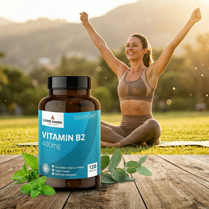 Vitamin B2 Riboflavin 400mg High Strength | 120 Vegan Capsules | Energy, Fatigue & Migraine Support | Pure Riboflavin | UK Made – Living Manna