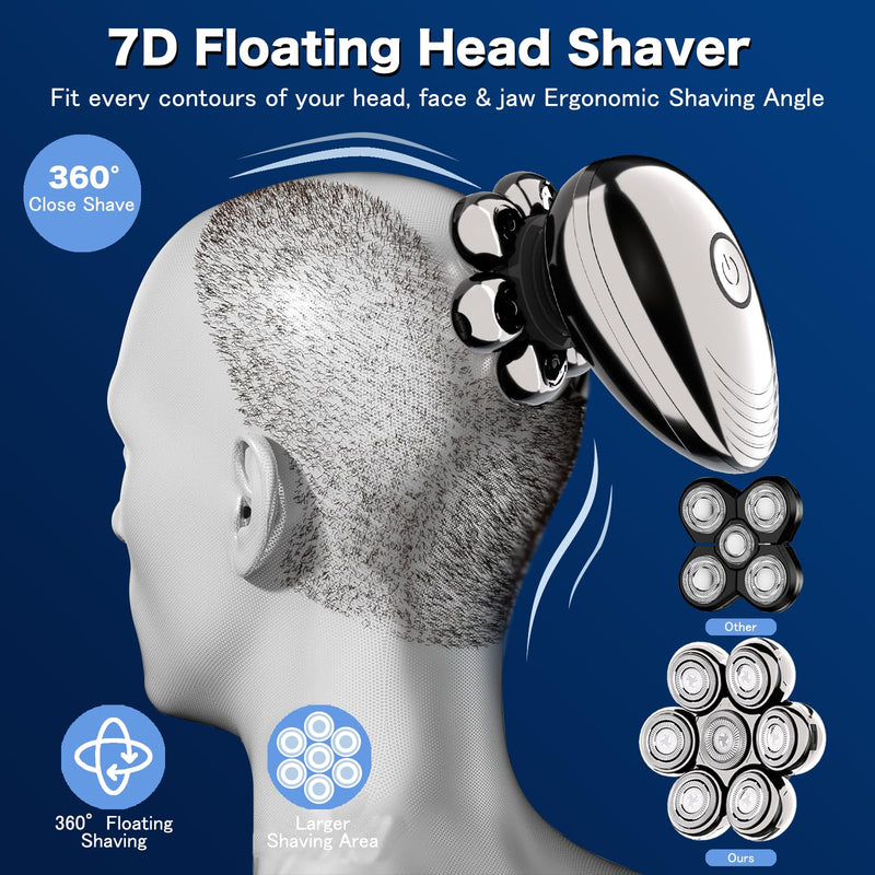 [Australia] - Head Shavers for Bald Men, Electric Razor, IPX8 Waterproof Dry/Wet Bald Head Shaver with 10000 RPM High-Speed Motor, Rechargeable Head Razor with LED Display, USB-C Cable, Perfect for Home & Travel 