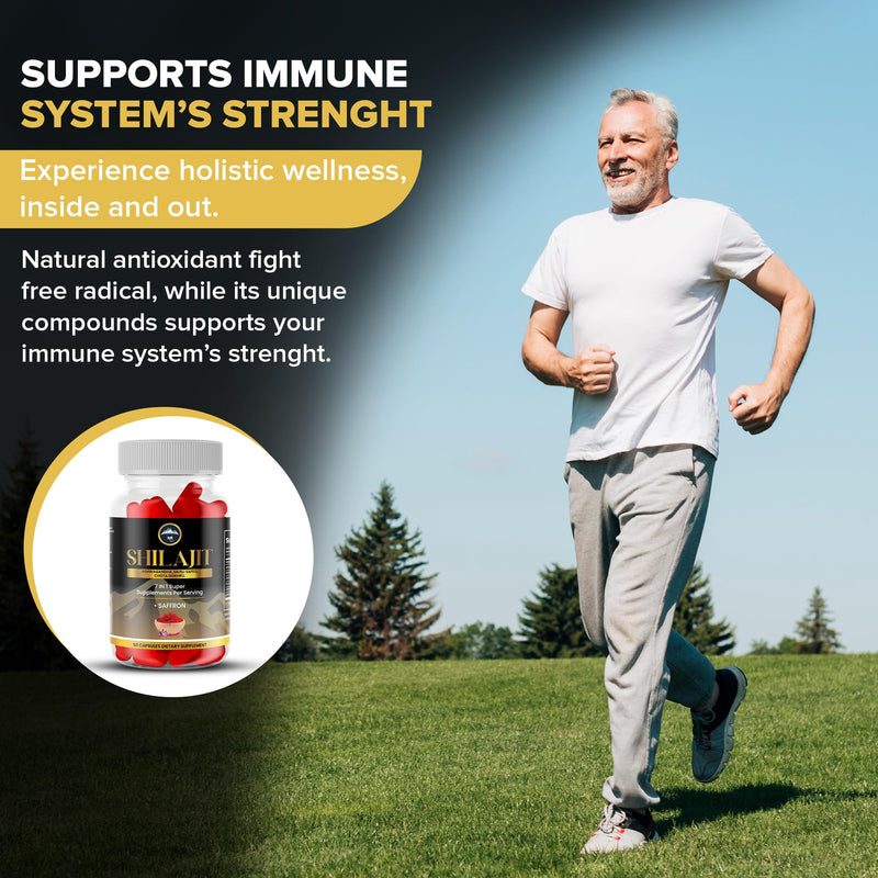 Ultimate Vitality Supplement Shilajit Capsules - Ashwagandha, Musli Safed, Gokhru, Saffron & More - Energy Stamina Stress Relief - 100% Natural Ayurvedic Formula - 60 Capsules