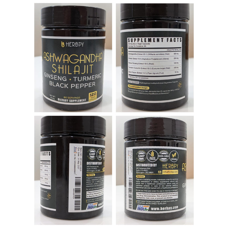 Herbpy Bundle 6in1 Magnesium Glycinate Supplement& 5in1 Ashwagandha Capsules