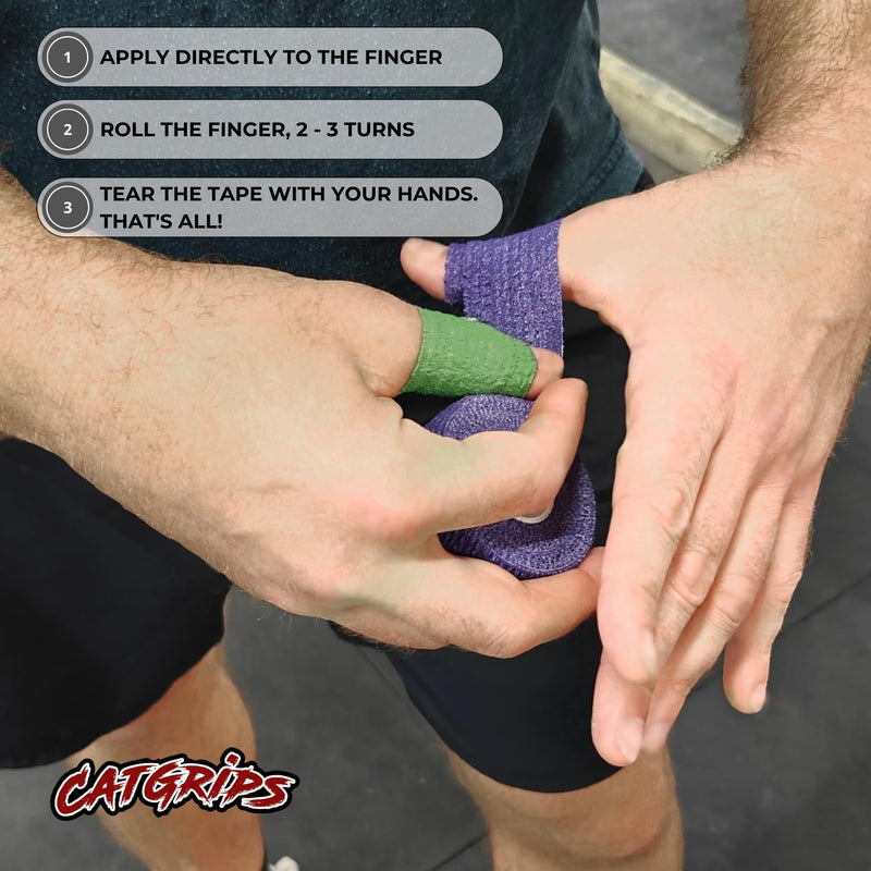 CATGRIPS Grip Tape – Thumb Tape for Weightlifting, Functional Fitness & Gym – Non-Slip EAB Tape for Fitness, Hook Grip – Durable, Flexible & Sweat-Resistant Sport Tape (6 Rolls x 2 in)