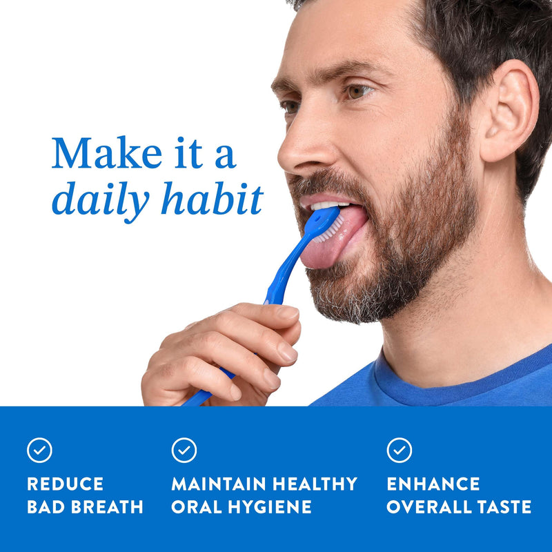 [Australia] - Soft Bristle Tongue Brush for Adults (1 Pack), Reduce Bad Breath & Improve Oral Hygiene, Tongue Scraper Brush Ergonomic Handle & Protective Cap, Tongue Cleaner for Adults, Tongue Scraper for Adults 1 pack 