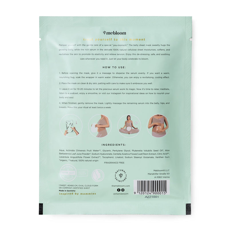 [Australia] - MEBLOOM BeLoved Moisturizing Belly Mask (40x60) cm - for the stomach during pregnancy - protects against stretch marks - made from natural and organic plant materials 1 piece (pack of 1) 