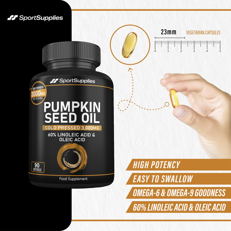Pumpkin Seed Oil 3,000mg – 60% Linoleic & Oleic Acid – 90 Softgels – 3,000mg Omega 6 & 9 – Virgin & Cold Pressed 120 count (Pack of 1)