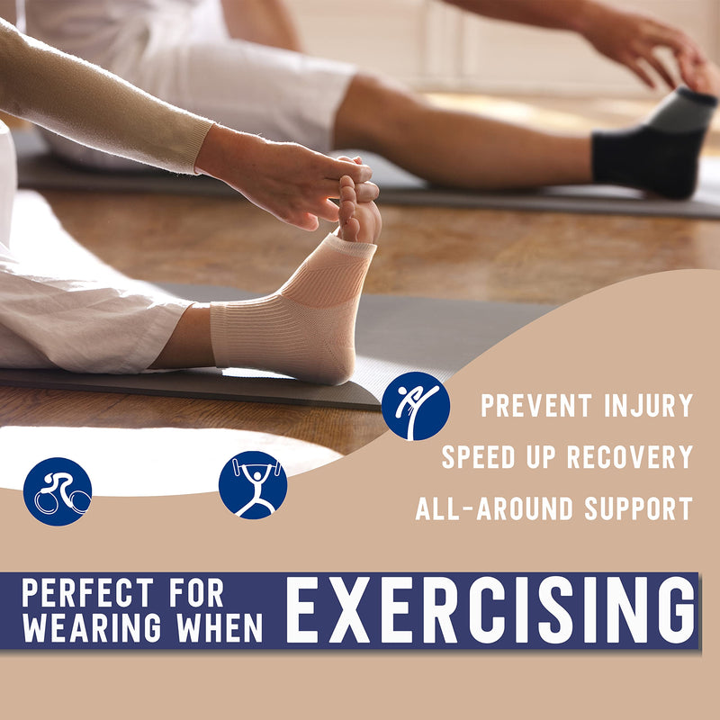 Compression Socks for Women & Men Open Toe (3 Pairs), Ankle Brace Compression Sleeve with Neuropathy, Foot Compression sleeve for Swelling, Pain & Plantar Fasciitis Relief (Beige, L) Beige x 3pairs Large