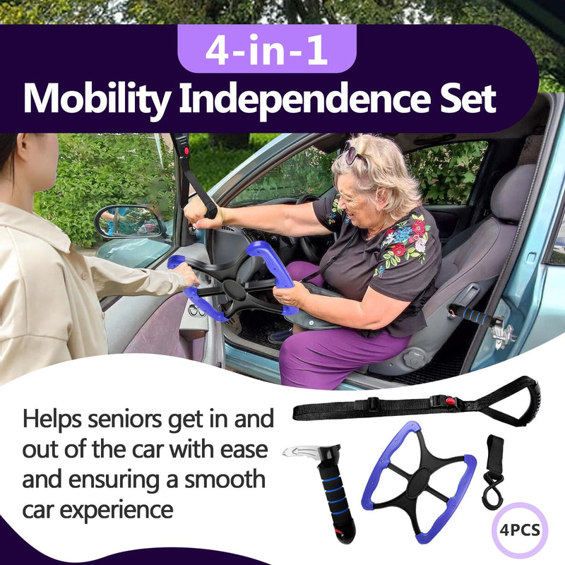 [Australia] - 4-in-1 Mobility Independence Set, Incl Car Door Handle For Elderly, Portable Standing Aid, Adjustable Car Door Handle with Lift Assist Hook, Car Door Assist Handle for Elderly, Disabled and Pregnant 