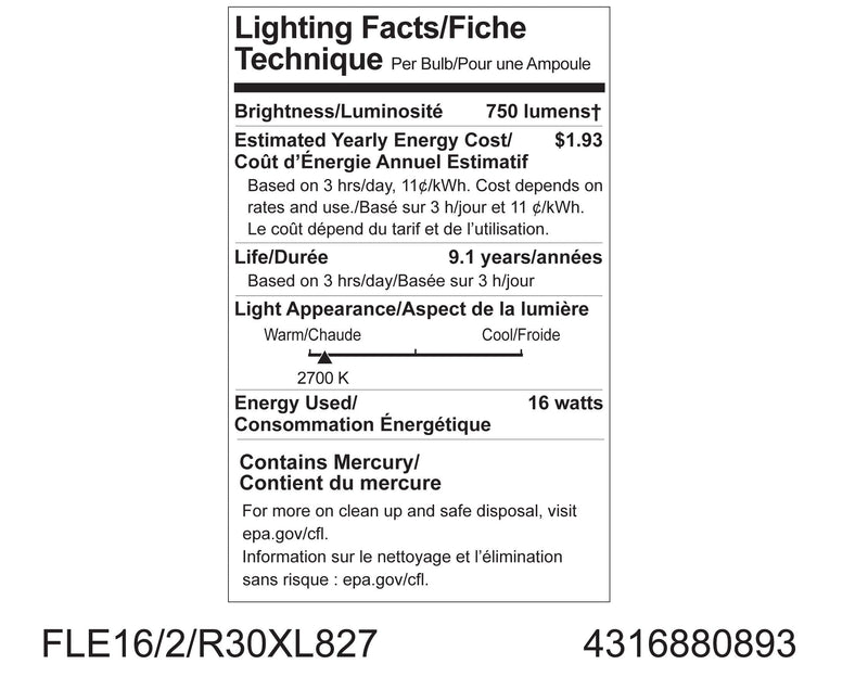 GE Lighting 80893 Energy Smart CFL 15-Watt (65-watt replacement) 750-Lumen R30 Floodlight Bulb with Medium Base, 1-Pack