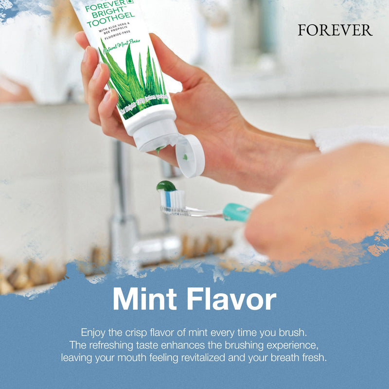 [Australia] - Forever Living - Bright Toothgel, Fluoride-Free Aloe Vera Gel with Bee Propolis, Peppermint-Spearmint Flavor, 4.6 oz, 2 Pack Mint 4.6 Ounce (Pack of 2) 