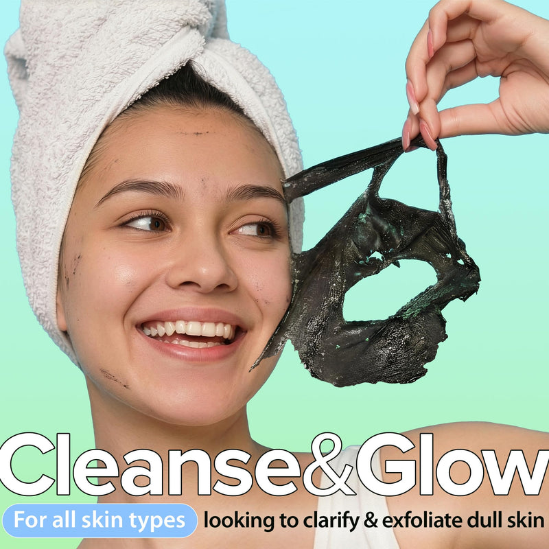 Ebanel Charcoal Peel Off Face Mask Applicator Set, Deep Pore Cleansing Mask | Pore Minimizer Blackhead Remover with Niacinamide, Hyaluronic Acid, Vitamin C, Green Tea, Black Masks Peel Off Gel Mask Charcoal Mask