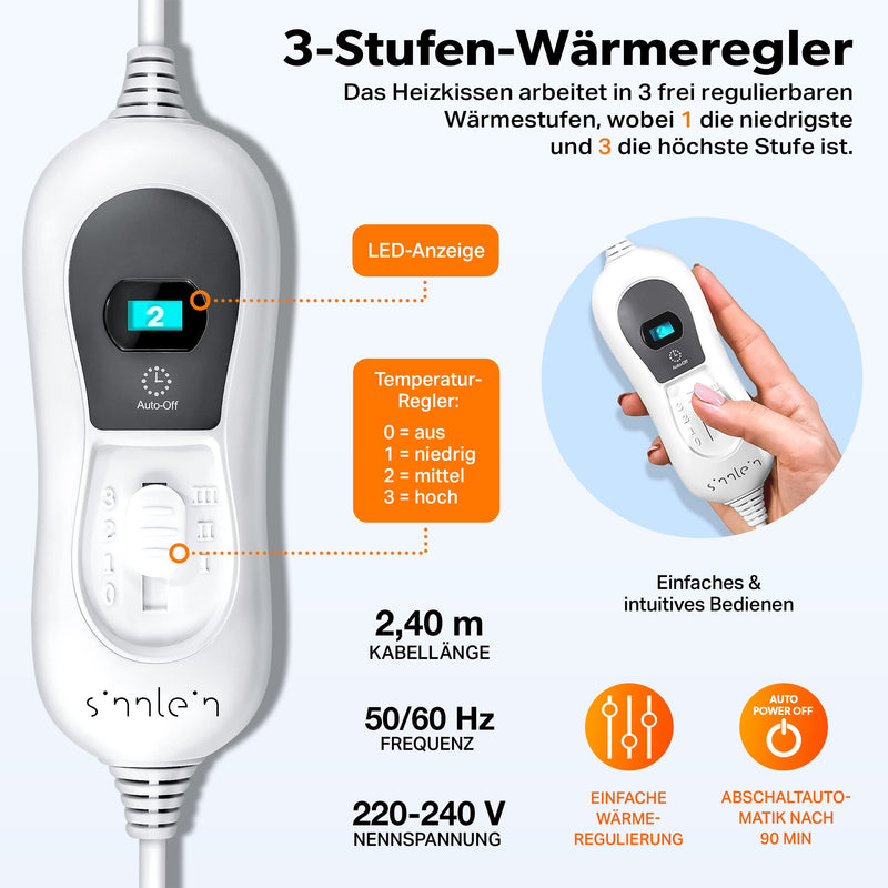[Australia] - sinnlein heating pad, 60x85cm, electric for back, shoulder, neck | Heat pad with 3 temperature levels & automatic switch-off (anthracite) anthracite 