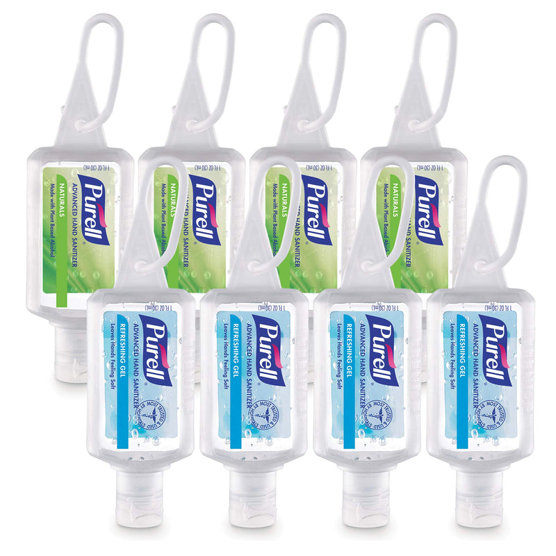 [Australia] - Purell Advanced Hand Sanitizer Variety Pack, Naturals and Refreshing Gel, 1 Fl Oz Travel Size Flip-Cap Bottle with Jelly Wrap Carrier (Pack of 8) - 3900-09-ECSC 