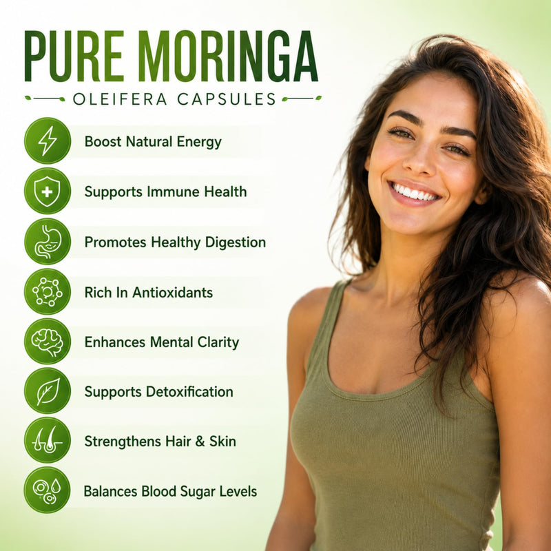 Organic Moringa Capsules 800mg, 3rd Party Tested & Non-GMO, 360 Count | Moringa Capsules Superfood for Energy, & Immune Support, Rich in Antioxidants, Essential Vitamins & Amino Acids, Gluten Free 360 Count Pack of 3