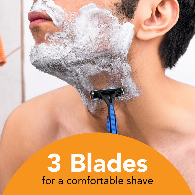 BIC Comfort 3 Disposable Razors, Long-Lasting 3-Blade Shaving, 1-Count | Single Razor Designed for a Smooth Shave | Textured Anti-Slip Grip for Comfort | Lubricating Strip with Vitamin E 1 Count (Pack of 36)