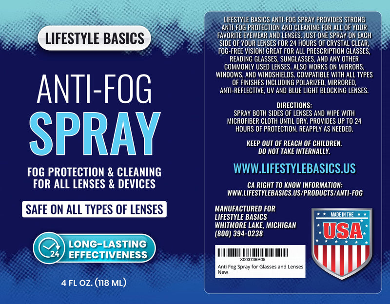 [Australia] - Anti Fog Spray Cleaner for Eye Glasses, Lenses, Mirrors - All-Surface Fog Prevention - Up to 24 Hrs Protection 
