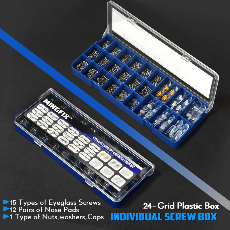 [Australia] - Eyeglass Sunglass Repair Kit,MINGFIX Magnetic Eye Glasses Repairing Tool Kit with Assorted Screws,Nose Pads,Small Screwdriver Bit Set & Tweezer with Mini Travel Case for Glasses,Sunglasses and Others 