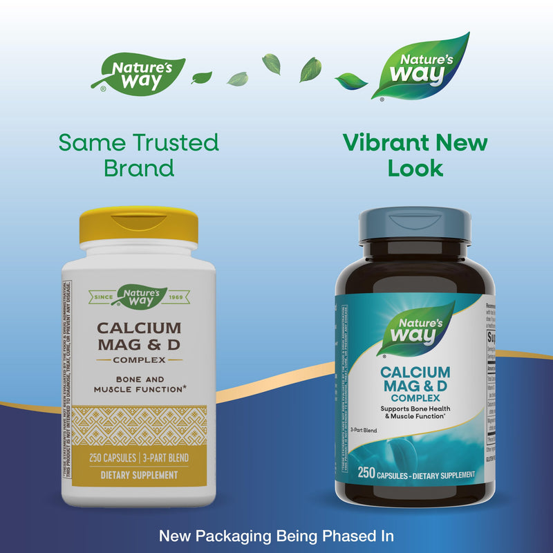 Nature's Way Calcium Magnesium & Vitamin D3 Complex, Healthy Bones & Teeth, Muscle Function and Relaxation*, Gluten Free, 250 Capsules (Packaging May Vary) - 2 Pack 250 Count (Pack of 2)