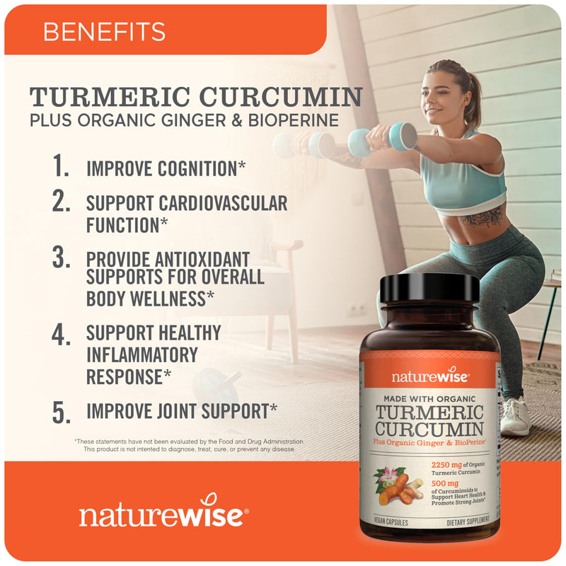 NatureWise Women's Multivitamin & Turmeric Curcumin 2250mg with 95% Curcuminoids & BioPerine Black Pepper Extract Joint Support