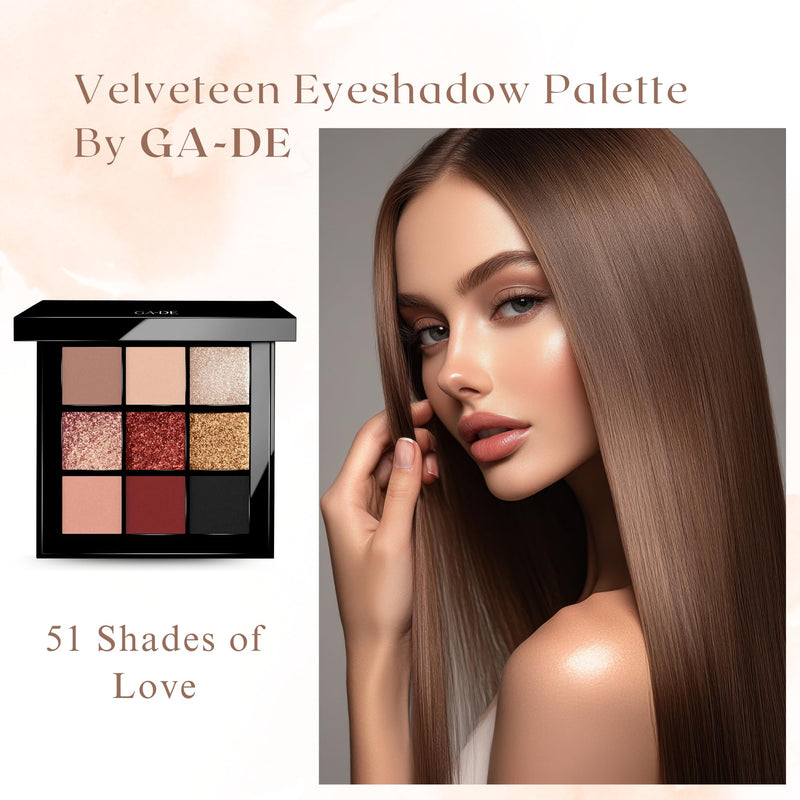 [Australia] - GA-DE Velveteen Eyeshadow Palette, 51 - Eyeshadow Collection with Light to Deep Shades - for Matte, Metallic, Silky and Shimmery Finishes - 0.286 oz 51 #Like4Like 