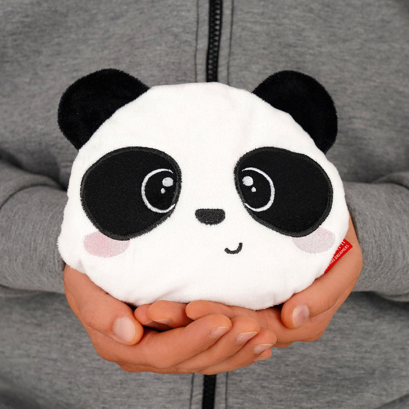 [Australia] - Legami - Mini thermal pillow with flax seeds, warm cuddly toys, in flax seeds, lavender scent, polyester and cotton, relaxation donut, microwave or refrigerator, panda theme, 18 x 19 x 2.5 cm 