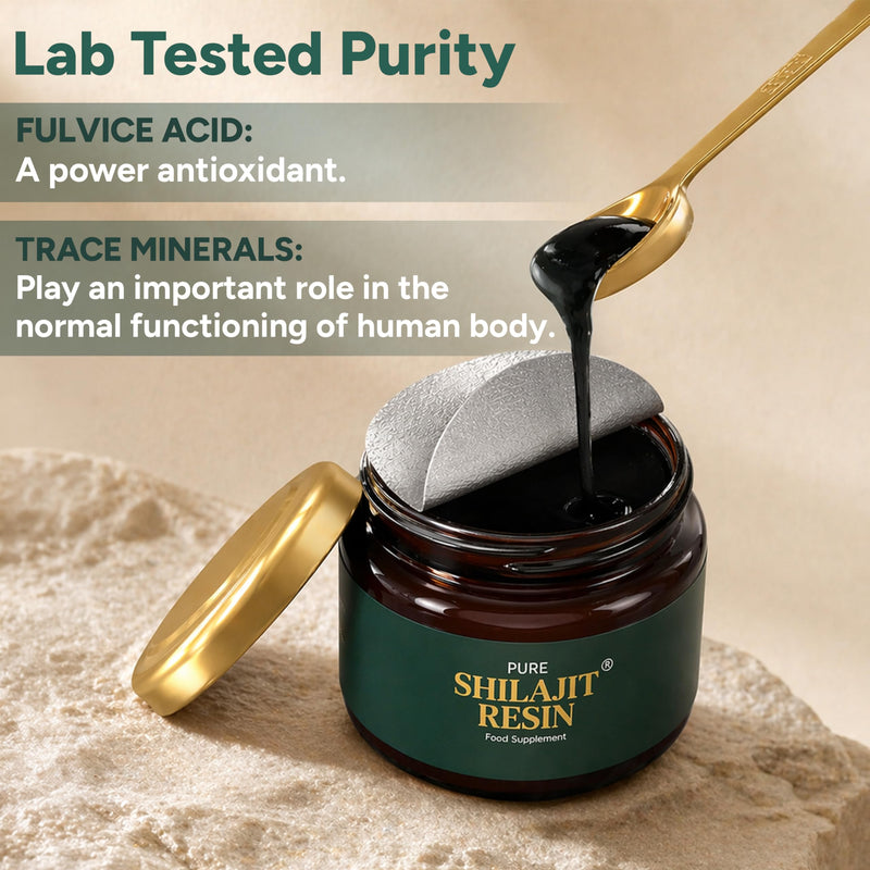 Pure Shilajit Resin 30g - Gold Grade Himalayan Shilajit, 75% Fulvic Acid, 85+ Trace Minerals, 120+ Servings, Lab Tested | Natural Energy Supplement for Men & Women, Vegan & Unrefined