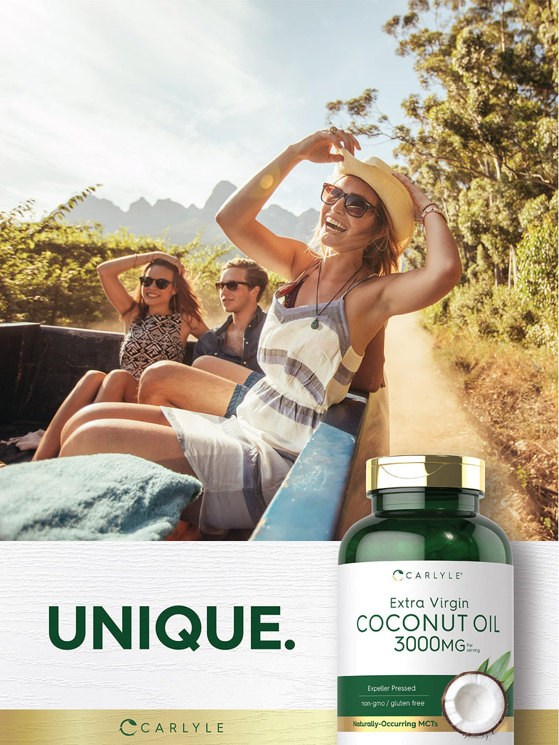 Carlyle Coconut Oil Extra Virgin Softgel Capsules | 3000mg | 240 Count | Naturally Occurring MCTs | Non-GMO and Gluten Free Supplement