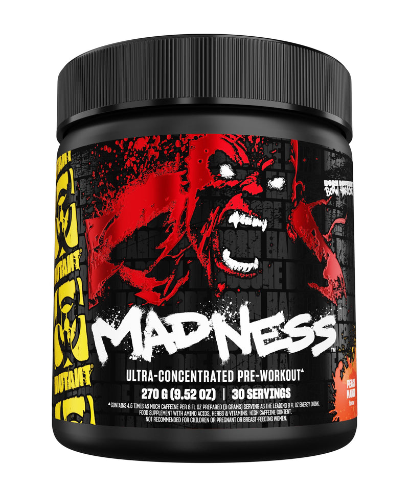 MUTANT Madness | Ultra-Concentrated Pre-Workout Supplement | 360mg Caffeine, 4g Pump & Performance Blend, Beta-Alanine, Energy & Focus | 30 Serving | Peach Mango 30 servings (225 g)