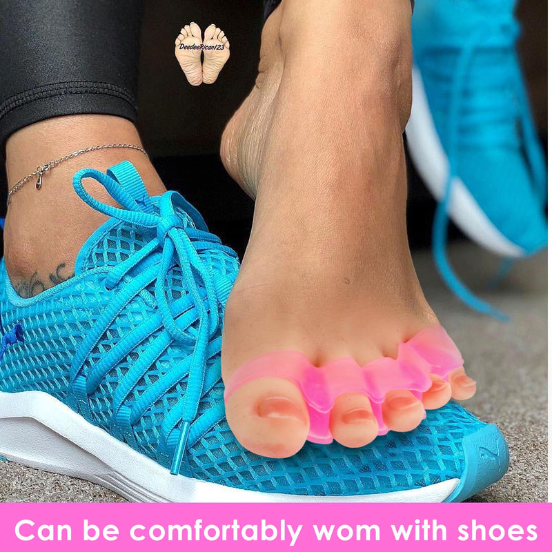 [Australia] - Andibro Silicone Soft Toe Separator, Pack of 4 Toe Separators Hallux Valgus Toe Spacer Women Men Universal Size for Hallux Valgus Hammer Toe Pad Bandage Blue + Pink 