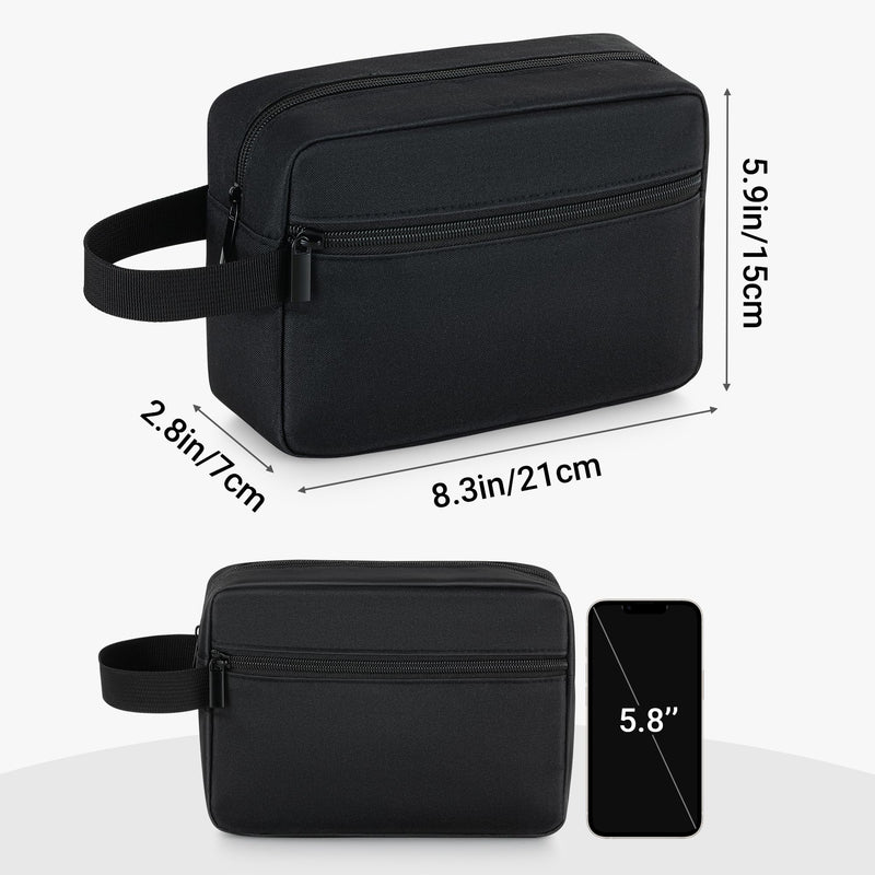 Elviros Travel Toiletry Bag Mens Leather Travel Organizer Kit with hanging hook Water-resistant Toiletries Bathroom Shaving Bags for Women
