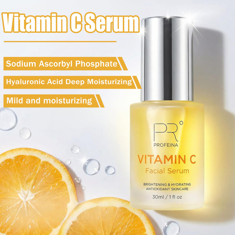 PROFEINA Vitamin C Serum for Face, Brightening Facial Serum for Dark Spots & Uneven Skin Tone, Lightweight Anti Aging Face Serum with Retinol & Ectoine, Gentle Skincare for Sensitive Skin, 1 Fl Oz