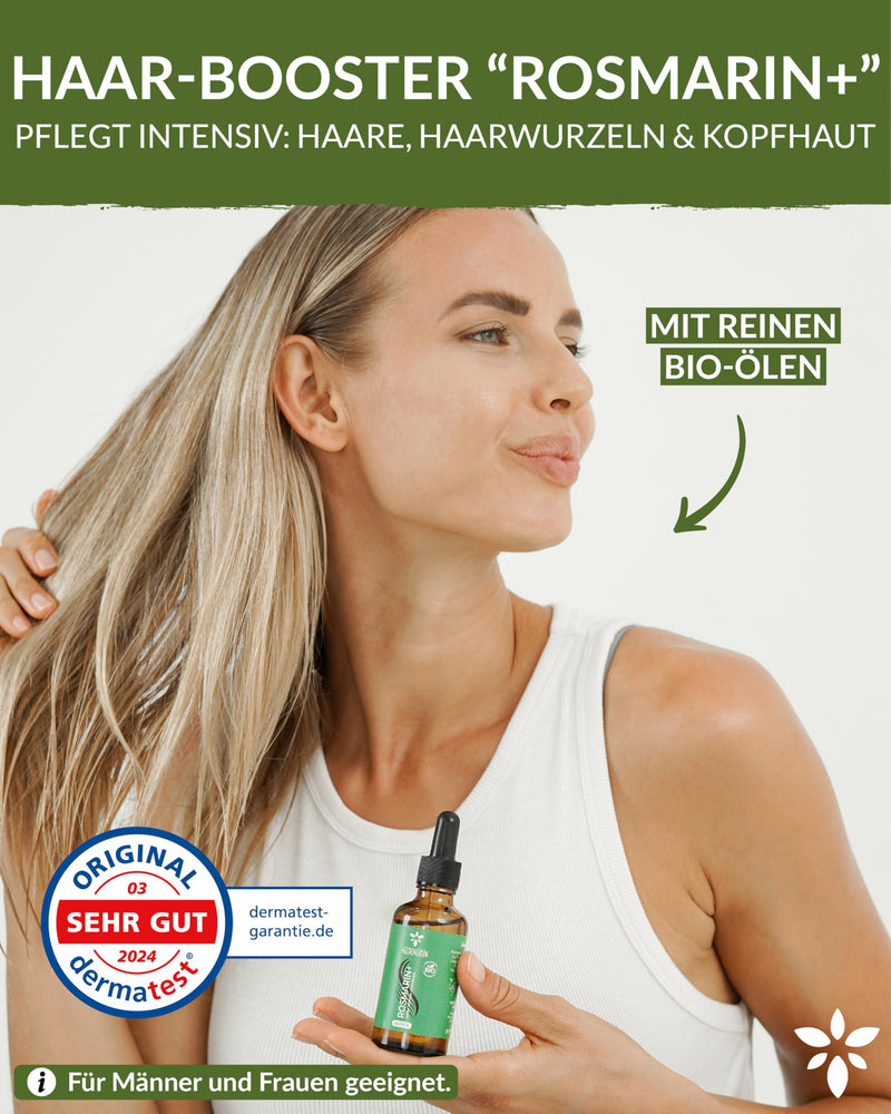 [Australia] - Heldengrün® ORGANIC Rosemary+ Hair Oil [HIGH DOSE] Natural hair booster - hair oil with real organic jojoba & rosemary oil - rosemary oil hair - essential oil mixture 50 ml (pack of 1) Rosemary+ 